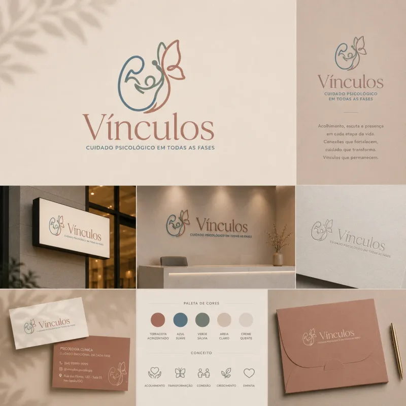 Identidade visual para clínica de psicologia — Vínculos